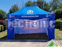 Impression quadri K2evasion sur le toit et 4 parois latérales avec porte.