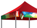 Bannière imprimée en pleines couleurs pour serrer autour de la bâche de toit de votre tente pliante