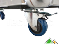 2 roulettes pivotantes avec frein et 2 sans frein