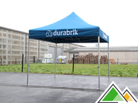 Tente easy-up 3x3 bleu ciel avec impression Durabrik sur les volants